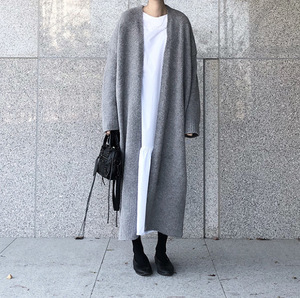 Wholesale Oversized Winter Knitted Women Heavy Long Sweater Gray Long Sleeve <strong>Cardigan</strong> for <strong>Ladies</strong> Chunky <strong>Christmas</strong> Coat - Product Image 1