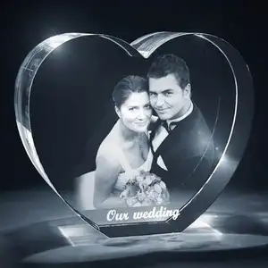 Hochzeits geschenk leer 3d Laser Herz Glas Herz geformt 3d Foto Kristall