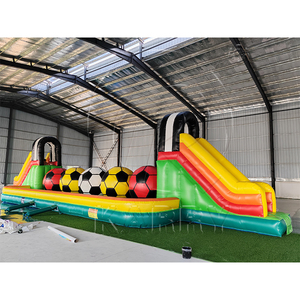 Parcours d'obstacles gonflable géant interactif à thème d'avertissement <span class=keywords><strong>de</strong></span> danger, avec balles Wipeout, pour jeu sportif - Product Image 5