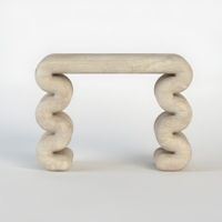 Table console d'entrée Cammy Stone en pierre naturelle style Wabi-Sabi et italien pour hall d'entrée et salon