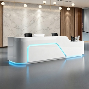 CR181 High Gloss LED Reception Counter Curved Modern Front Desk for Corporate Office Hotel Lobby Beauty Salon Retail Stores - Product Image 1