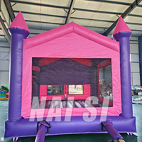 Château Gonflable Rose Princesse 13x13 avec Panneaux Décoratifs et Bannière pour Fêtes d'Enfants - Idéal pour Filles - En Vente