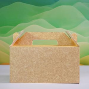 食品保存パーティー用ギフト & テイクアウトアプリケーション用卸売生分解性UVブラウンクラフト紙リジッドマウンテントップボックス - Product Image 2