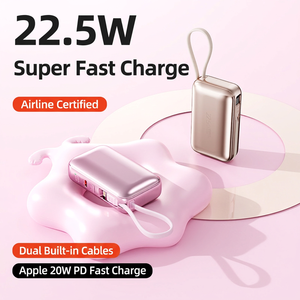 Banco de Energía Portátil de 20000mAh, 22.5W, Carga Rápida, Color Oro Rosa, con Correa, Entrada y Salida Tipo C - Product Image 3