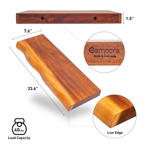 Bộ 2 23.6 "mộc mạc bằng gỗ treo tường nổi Kệ rắn suar gỗ sống cạnh thiết kế cho lưu trữ lưu trữ chủ kệ - Product Image 2