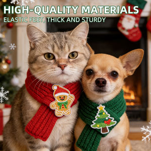 Écharpe de Noël tricotée unie pour animaux de compagnie, motif mignon maison de neige, sapin et Père Noël, en peluche chaude pour chat et <span class=keywords><strong>chien</strong></span> - Product Image 2