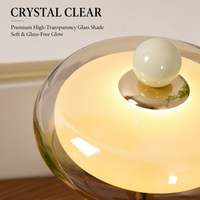Lampe de table en forme de champignon rechargeable, tactile, 3 couleurs à intensité variable, style nordique, base en verre et fer, lampe de chevet pour chambre à coucher, salon