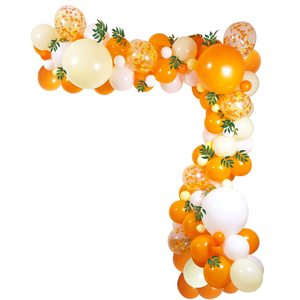 Guirlande de ballons <span class=keywords><strong>orange</strong></span>, jaune et blanc Little Cutie avec feuilles de saule artificielles, décoration de fête pour baby shower sur le thème du soleil et des fruits <span class=keywords><strong>mandarine</strong></span> - Product Image 1