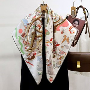 Luxury Twill Mulberry Silk Square Scarf, Wholesale Women Elegant Fashion <b>Shawl</b> Neck <b>Wrap</b> - Product Image 4