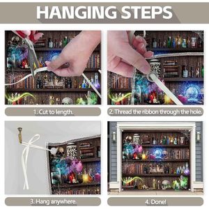 ตกแต่งผนัง1ชิ้นตกแต่งฮาโลวีนแบนเนอร์กระดาษ16x7ft ประตูโรงรถสำหรับห้องแล็บวิทยาศาสตร์แม่มดเวทมนตร์กะโหลกสำหรับ - Product Image 4