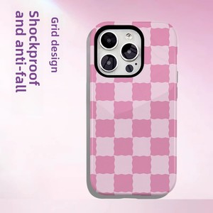 Custodia per <span class=keywords><strong>cellulare</strong></span> antiurto 2 in 1 con stampa a trasferimento termico a quadri rosa shocking, stile magnetico, per 17promax - Product Image 1