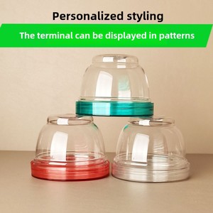 Venta al por mayor diseño moderno cristal transparente tazón de yogur tarro de plástico embalaje para fiesta pastel bebida taza salsa juguete limo - Product Image 4