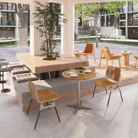 Mobilier de restaurant commercial en acier inoxydable de style nordique pour cafés, salons de thé, ensembles table et chaise, zones d'attente