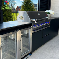 Cuisine extérieure JOYEDA, unité complète résistante aux intempéries, barbecue au gaz intégré, évier, réfrigérateur pour jardin, sur mesure