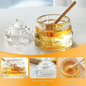 Machine Made Household Honey Tank Western-style Creative Cone <b>Glass</b> Syrup <b>Jar</b> Storage Eco-Friendly Durable 301-400ml <b>Glass</b> Lid - Product Image 5