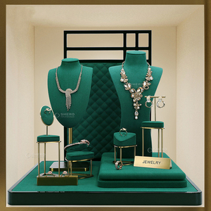 Soporte de exhibición de joyería de metal estilo moderno en oferta, expositor de microfibra personalizado para pendientes y collares, busto verde para exhibición de joyería. - Product Image 6