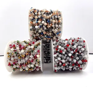 Chaînes perlées classiques et populaires de 4-6-8-10mm avec diverses combinaisons personnalisées, chaîne de chapelet de couleurs d'épingles à œil