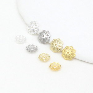 Flower Shape Hollow Bead Caps For <b>Bracelet</b> Making <b>Copper</b> Plated Gold And Silver 8 Petal DIY Jewelry Findings - Product Image 4