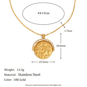 Nuevo Collar Coolwind Versátil y Único con Colgante <span class=keywords><strong>de</strong></span> Acero Inoxidable con Forma <span class=keywords><strong>de</strong></span> Estrella y Luna - Product Image 3