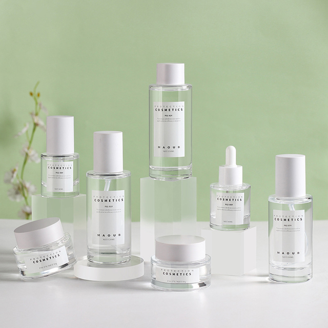 Most Popular Elegant Luxury Crystal Clear Premium Quality Glass Packaging Cosmetic Packaging Set With Lid