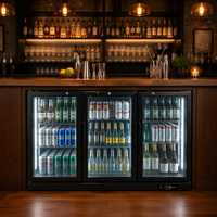 Réfrigérateur à boissons avec double porte vitrée pour comptoir de bar, refroidissement par air, idéal pour hôtels et restaurants