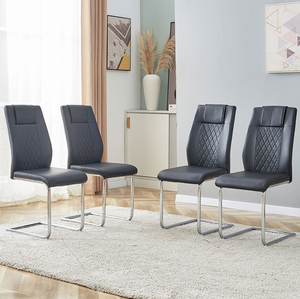 Modern PU Leather Velvet Upholstered <b>Dining</b> <b>Chairs</b> with Metal Legs Durable & Eco-Friendly Set of 4 for Home Furniture Hotel Use - Product Image 1