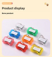 Pendentif lumineux en PVC en forme d'os de luxe, anti-perte, avec étiquette d'identification pour chiens et chats, lumière LED clignotante pour sac à dos d'animal de compagnie