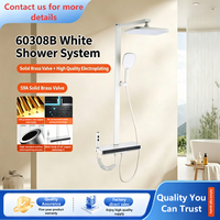 Système de douche complet blanc crème avec robinet en laiton massif, ensemble de douche pluie 4 fonctions pour salle de bain, hôtel, appartement, rénovation