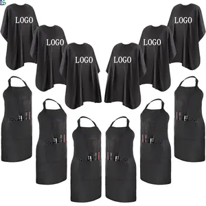 factory price more popular in salon hairdressing waterproof polyester barber cape with logo hair cutting coloring
