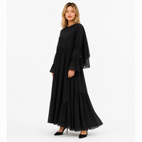 Robe longue fluide à volants style bohème pour femme, col en V, manches longues cloche, coupe ample, avec châle assorti, tenue décontractée pour les vacances