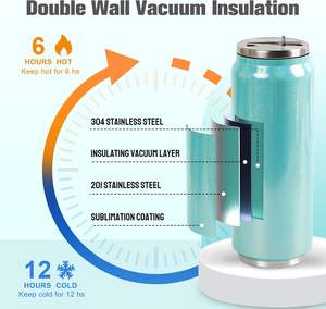 17 oz Sublimation Glitter Tumblers Cans Stainless Steel Sublimation Blanks Tumblers <b>Double</b> <b>Wall</b> Insulated Sublimation Cups - Product Image 4