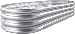 Jardinière surélevée moderne en acier inoxydable galvanisé, auto-arrosante, ronde, grande, modulaire, pour la décoration intérieure - Product Image 2