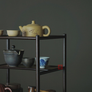 Plain-style tea stand, desktop antique display <b>shelf</b>, teapot <b>rack</b>, tea table Yixing teapot storage <b>rack</b>, retro tea room <b>shelf</b> - Product Image 2