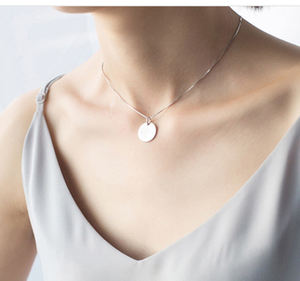 Collar de Plata de Ley 925 con moneda de disco de diseño Simple para joyería colgante grabada con nombre - Product Image 6
