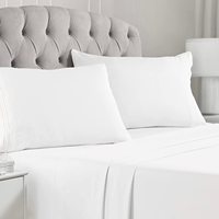 Parure de draps de luxe 4 pièces pour hôtel, doux et rafraîchissants, unis, avec poches profondes jusqu'à 16 pouces - Ensemble de draps blancs taille King