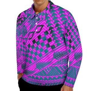 Vintage elegante Turn Down Collar impreso camisa hombres Hawaii Polynesian Tropical Casual acogedor hombres Polo camisa <span class=keywords><strong>Lo</strong></span> Ng manga blusa - Product Image 1