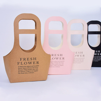 Sacs à fleurs pliables en papier kraft en gros, emballage de fleurs pour fleuristes, sacs à main élégants pour bouquets cadeaux
