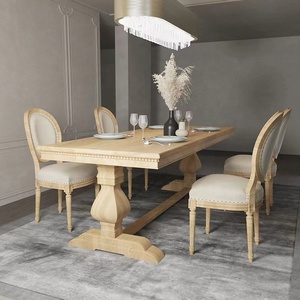 Tavolo da Pranzo con Basamento in Legno di Grande Successo Stile Rustico in Legno Massello Bianco per <span class=keywords><strong>Cucina</strong></span> e Sala da Pranzo Stile Industriale Country - Product Image 6
