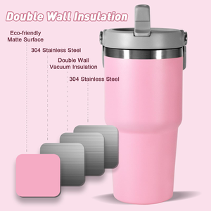 Custom logo 20oz 30Oz Camping Mug Metal Tumbler Outdoor Travel Mug Double Wall Stainless Steel Tumbler Flip <b>Straw</b> Tumbler - Product Image 2