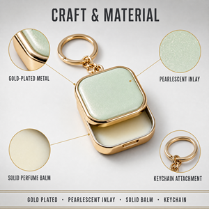 Porte-clés personnalisé rechargeable pour <span class=keywords><strong>parfum</strong></span> solide doré, avec couvercle coulissant et incrustation nacrée, format de voyage, étui à baume de poche - Product Image 4