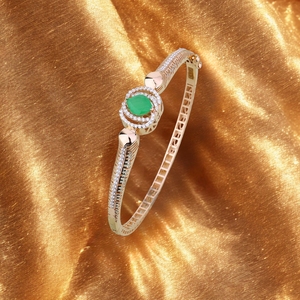 Elegant wedding anniversary gift Luxury gold diamond bangle Green emerald <b>gemstone</b> women fine jewelry <b>bracelet</b> - Product Image 1