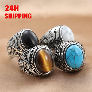 <span class=keywords><strong>Anelli</strong></span> <span class=keywords><strong>da</strong></span> <span class=keywords><strong>Uomo</strong></span> Retrò con Design Personalizzato, <span class=keywords><strong>Anelli</strong></span> Punk con Gemme Blu, Bianche, Argento, Verdi, <span class=keywords><strong>Anelli</strong></span> <span class=keywords><strong>Artigianali</strong></span> con Turchese e Occhio di Tigre - Product Image 1