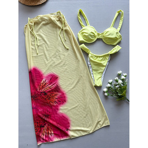 Conjunto de Biquíni Sexy para Mulheres com 3 Peças, Vestido Longo para Praia, Roupa de Banho - Product Image 4