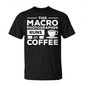T-shirt Macro Photographer Coffee Nera Taglia unisex per adulti - Product Image 2