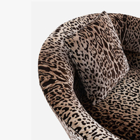 Chaise d'appoint pivotante moderne à 360 ° faite à la main Fauteuil de loisirs rembourré en tissu doux imprimé léopard pour salons chambres hôtels
