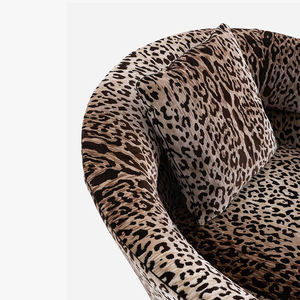 Chaise d'appoint pivotante moderne à 360 ° faite à la main <span class=keywords><strong>Fauteuil</strong></span> de loisirs rembourré en <span class=keywords><strong>tissu</strong></span> doux imprimé léopard pour salons chambres hôtels - Product Image 3