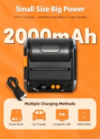 Imprimante thermique portable MJ8001 avec imprimante de reçus thermique de 80 mm et imprimante sans encre Bluetooth, adaptée aux voyages