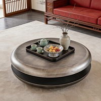 Ensemble de table basse ronde en acier inoxydable brossé, style minimaliste moderne, pour l'intérieur, salon, meubles élégants, design italien unique