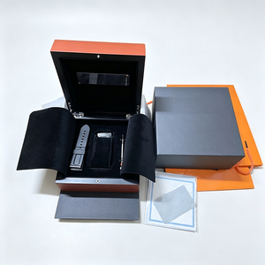Estuche de Reloj Personalizado de Cuero Sintético, Forma Rectangular, Interior de Terciopelo, Cierre a Presión, Estuche Protector para Regalo, Naranja, Negro, Gris - Product Image 1