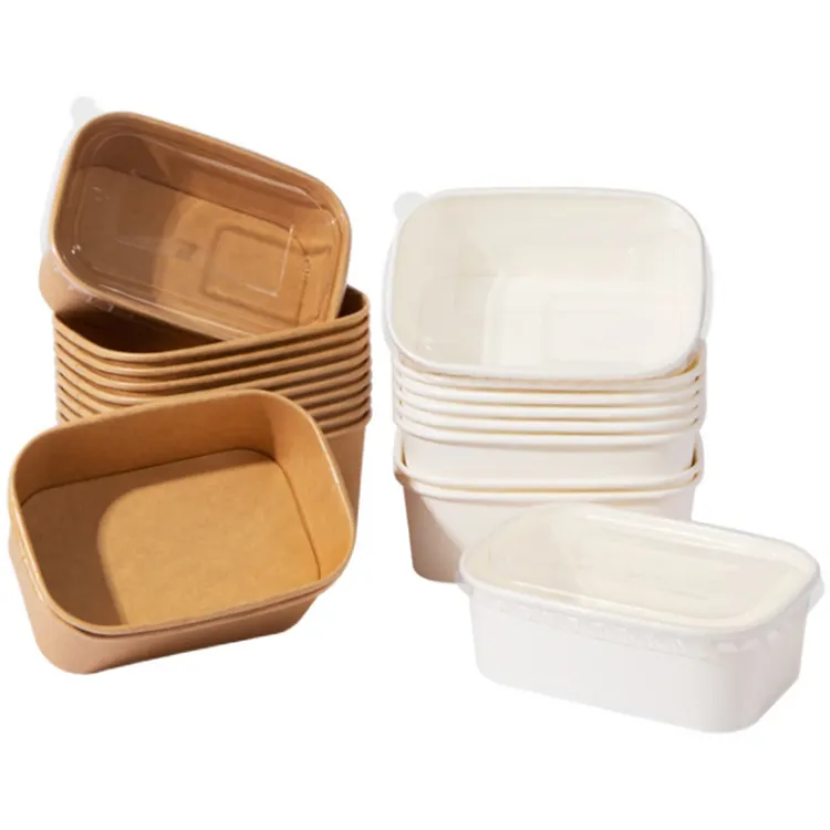 Eco Take Away Food Restaurant Packaging Containers Kraft Paper Lunch Box